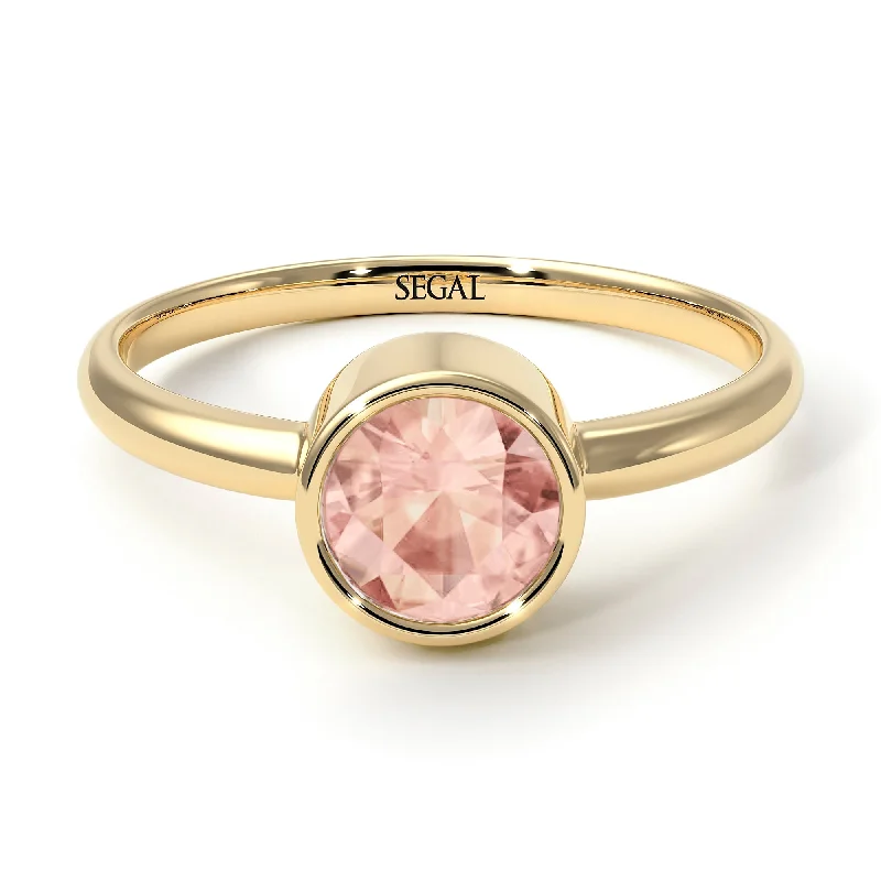 Classic Gold Rings-Solitaire Bezel Morganite Ring - Emerson No. 901