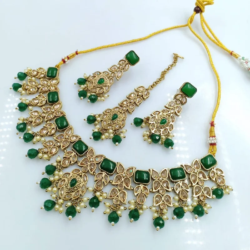 Pearl and Diamond Necklaces-Rani Sati Jewels Gold Plated Reverse AD Necklace Set