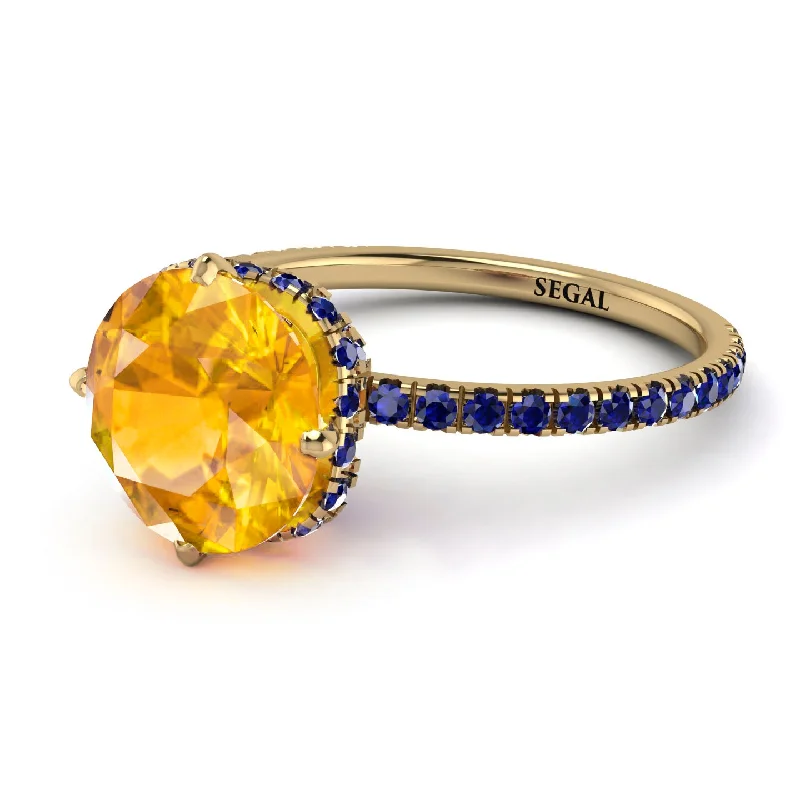 Men’s Statement Rings-Double Hidden Halo Yellow Diamond Engagement Ring - Angelina No. 1013