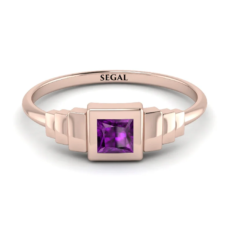 Luxury Wedding Rings for Women-Geometric Princess Cut Amethyst Ring - Everleigh No. 302