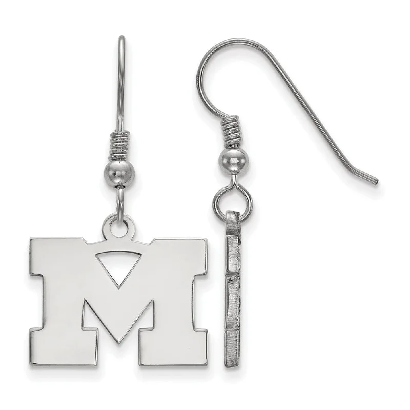 Retro Style Earrings-Sterling Silver Michigan (Univ of) Small Dangle Earrings