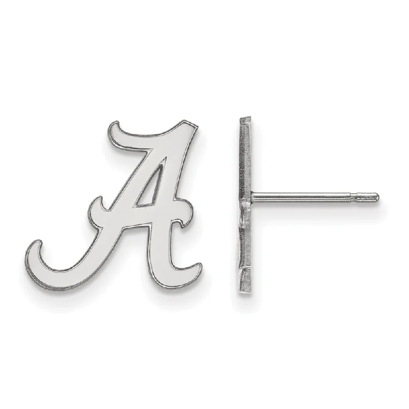 Luxury Gemstone Earrings-Sterling Silver University of Alabama Small Initial A Post Earrings