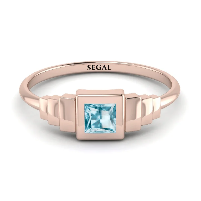 Men’s Statement Rings-Geometric Princess Cut Aquamarine Ring - Everleigh No. 402