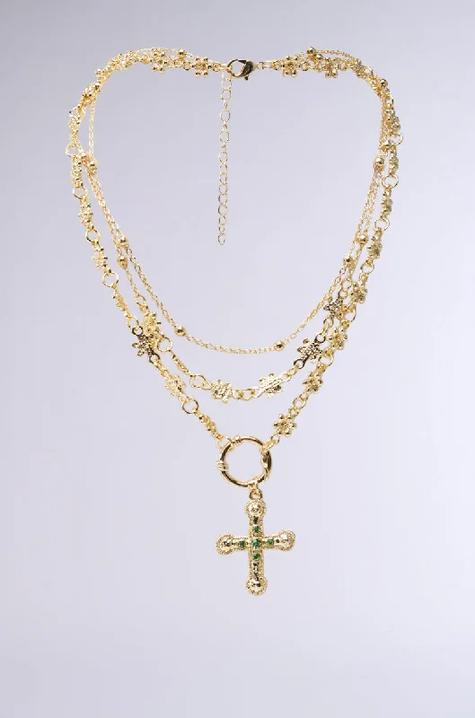 Trendy Personalized Necklaces-PRAYING FOR SPRING LAYERED NECKLACE