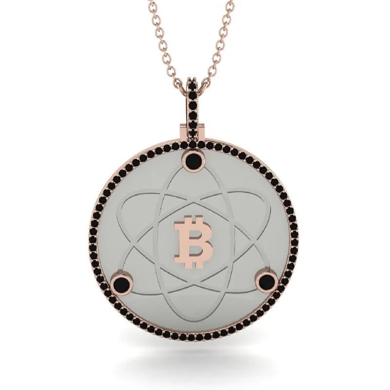 Boho Necklace for Women-Bitcoin Black Diamond Atom Necklace - Kingston No. 26