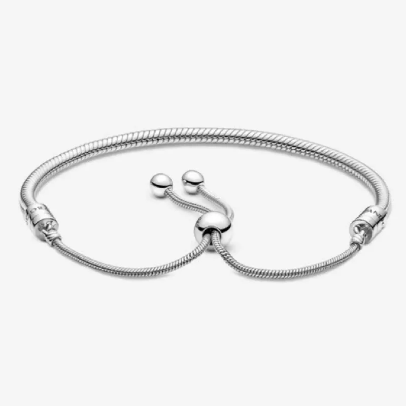 Beautiful Custom Charm Bracelets-Pandora Moments Slider Snake Chain Bracelet