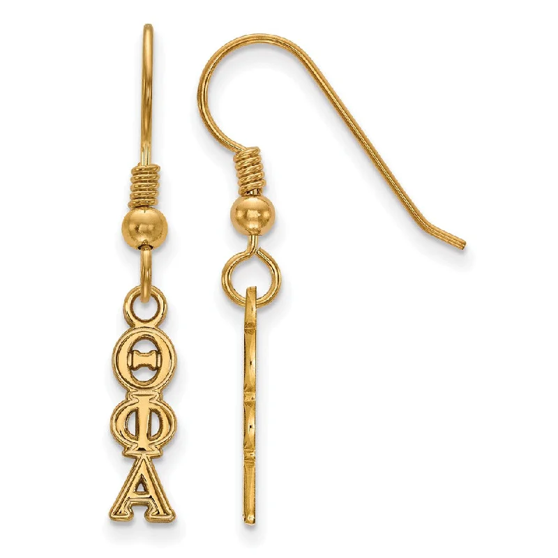 Long Silver Earrings-14K Plated Silver Theta Phi Alpha XS Dangle Earrings