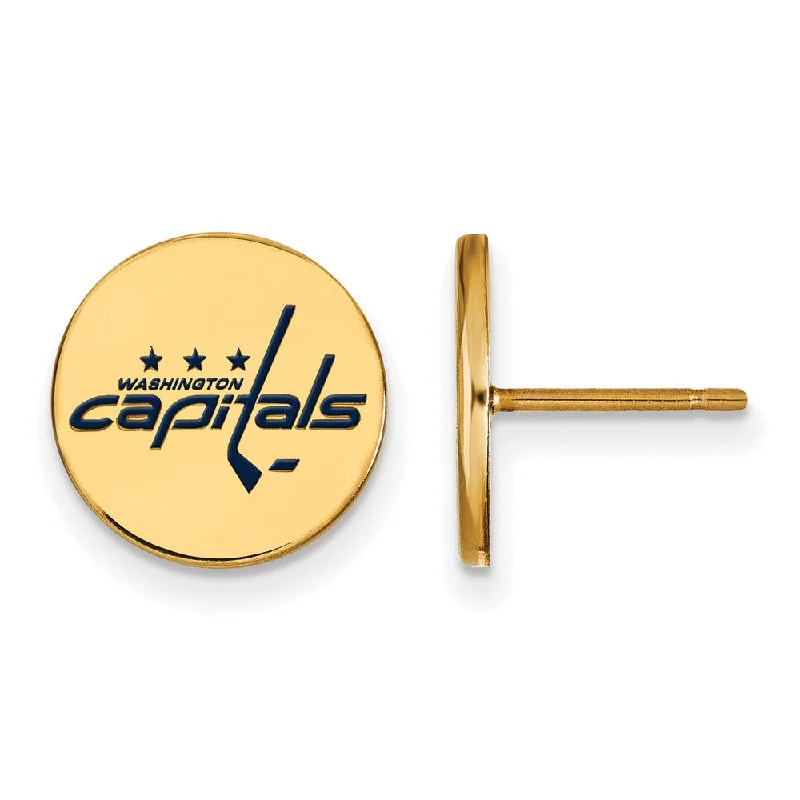 Trendy Gold Earrings-SS 14k Yellow Gold Plated NHL Capitals SM Enamel Post Earrings