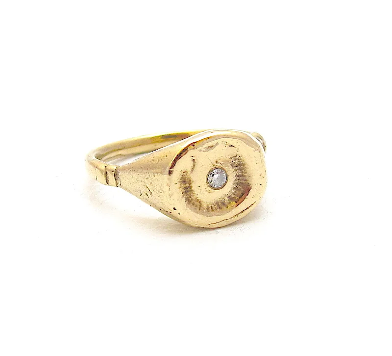 Designer Gemstone Rings-Fossil Signet Ring