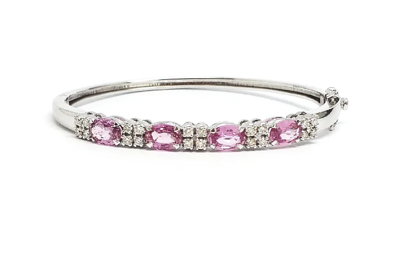 Adjustable Bangles-PINK SAPPHIRE & DIAMOND BANGLE