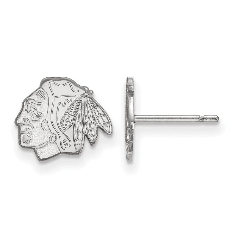 Elegant Stud Earrings-10k White Gold NHL Chicago Blackhawks XS Post Earrings