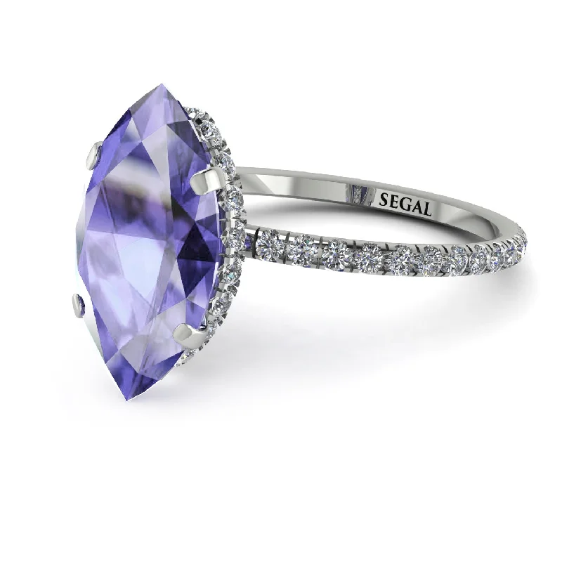 Vintage Engagement Rings-Hidden Halo Marquise Tanzanite Engagement Ring - Journey No. 203