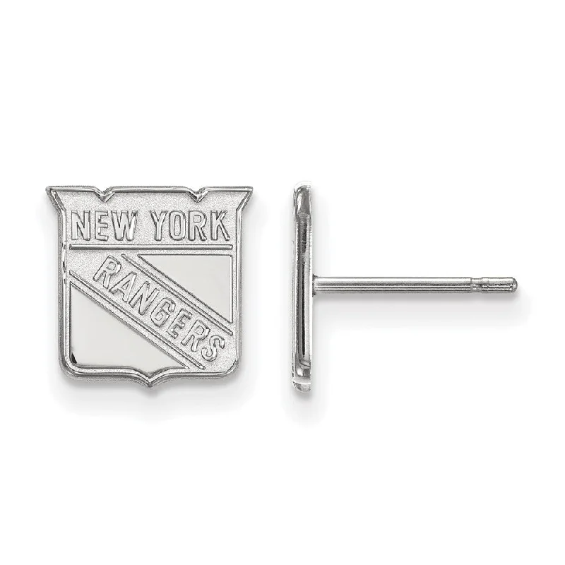 Cute Stud Earrings-14k White Gold NHL New York Rangers XS Post Earrings