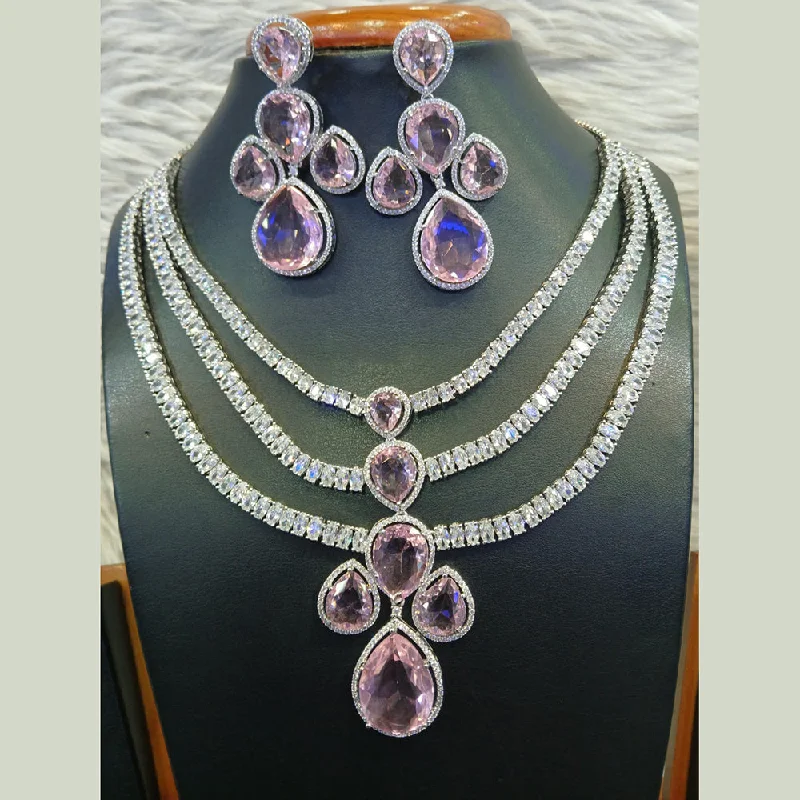 Chunky Statement Necklaces-Jain Jewellers Silver Plated AD Necklace Set