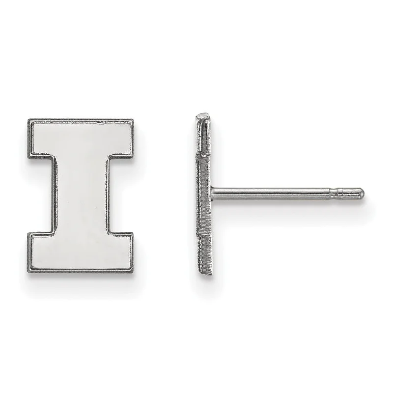 Simple Stud Earrings-Sterling Silver University of Illinois XS (Tiny) 'I' Post Earrings