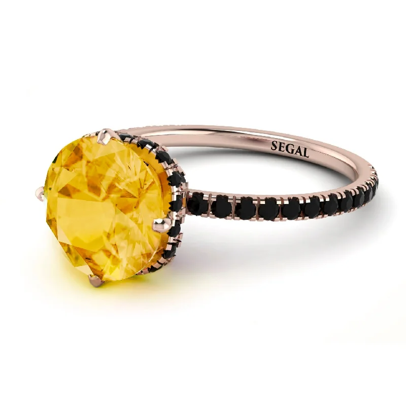 Affordable Wedding Rings-Double Hidden Halo Citrine Engagement Ring - Angelina No. 608