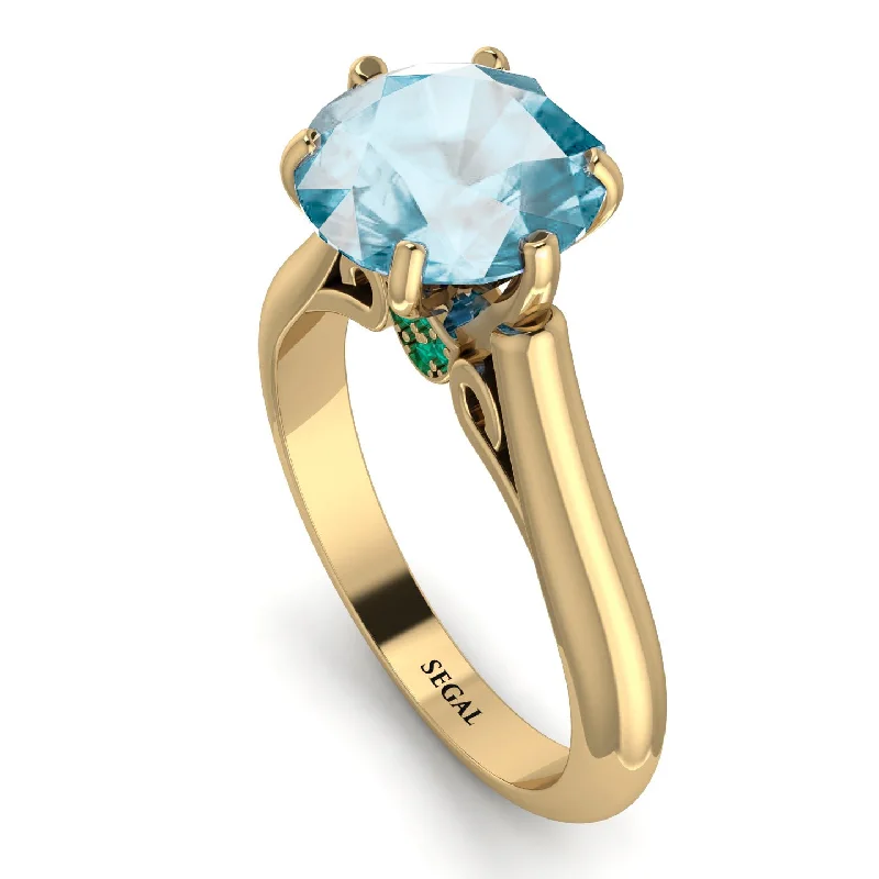 Gold Wedding Bands for Women-3ct Aquamarine Engagement Ring - June No. 404