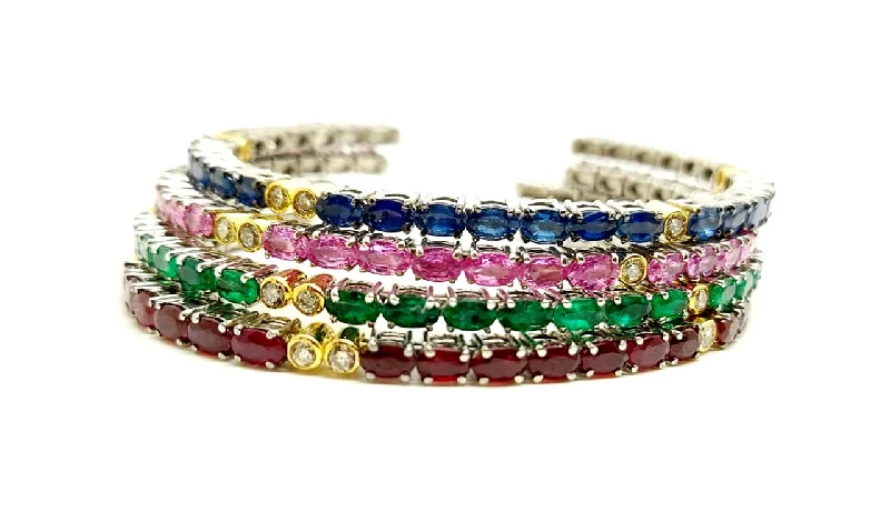 Designer Stackable Bangles-Multicolor Gemstone and Diamond Stackable Bangle ( Extraordinary Collection) Price for 1 pc