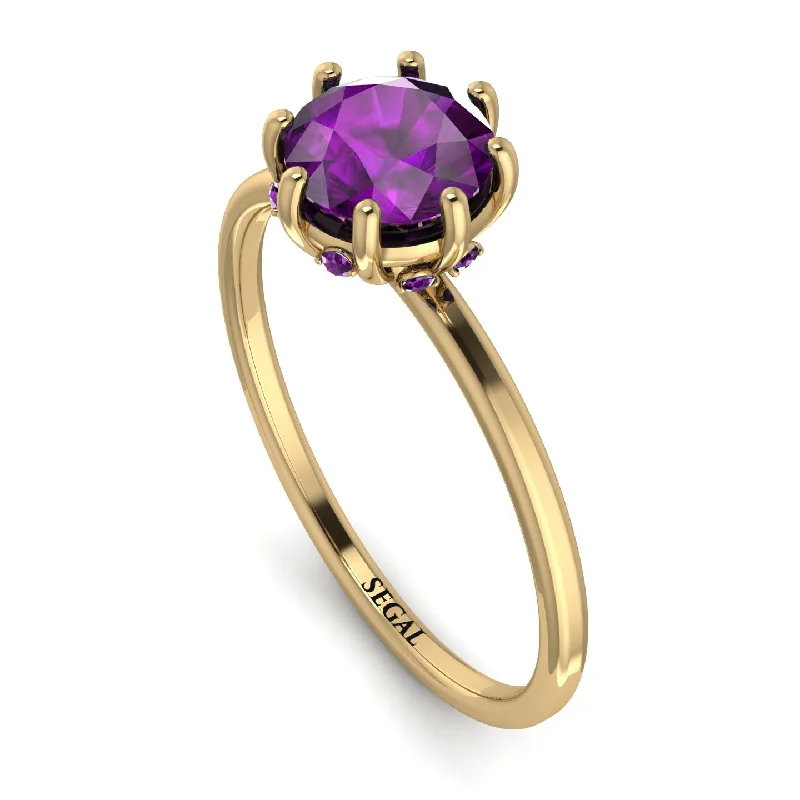 Fashionable Gold Rings-Classic Amethyst Ring With Hidden Stones - Elliana No. 301