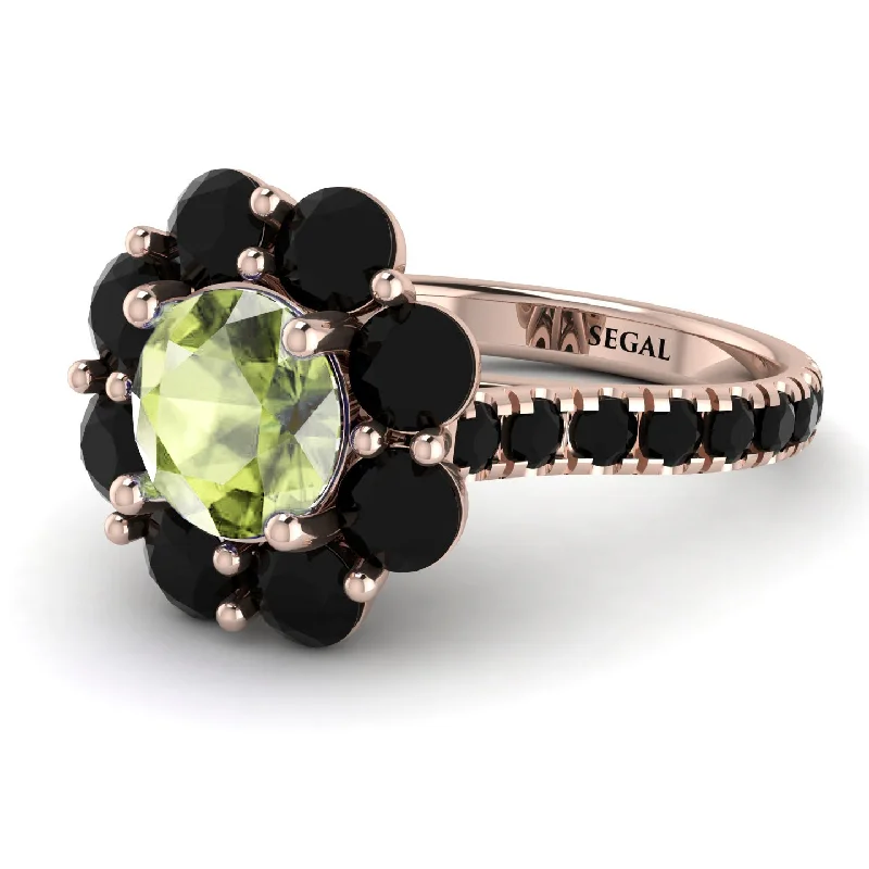 Custom Wedding Sets-Glamorous Peridot Halo Engagement Ring - Amaya No. 708