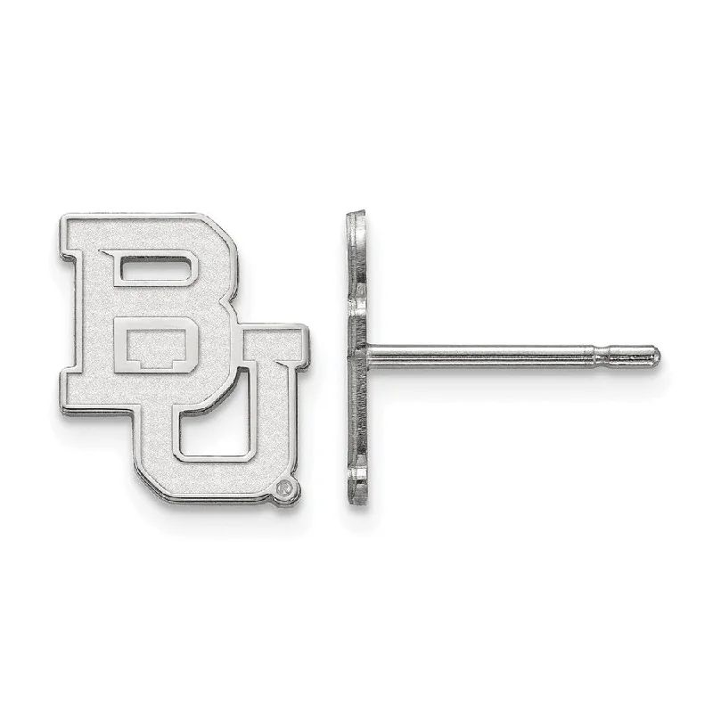 Gold Dangle Earrings-Sterling Silver Baylor University XS (Tiny) 'BU' Post Earrings