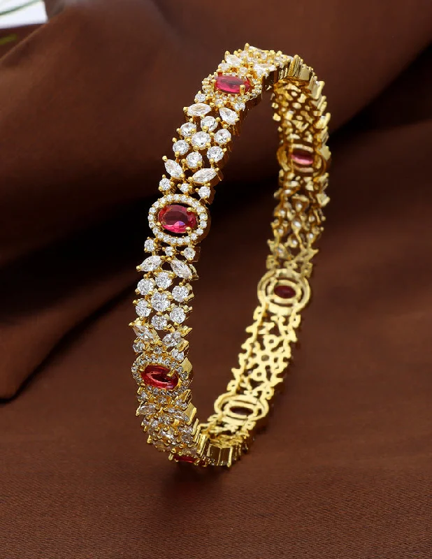 Gold Bangles with Colored Stones-Zircon Kada Bangle ZBGL10873