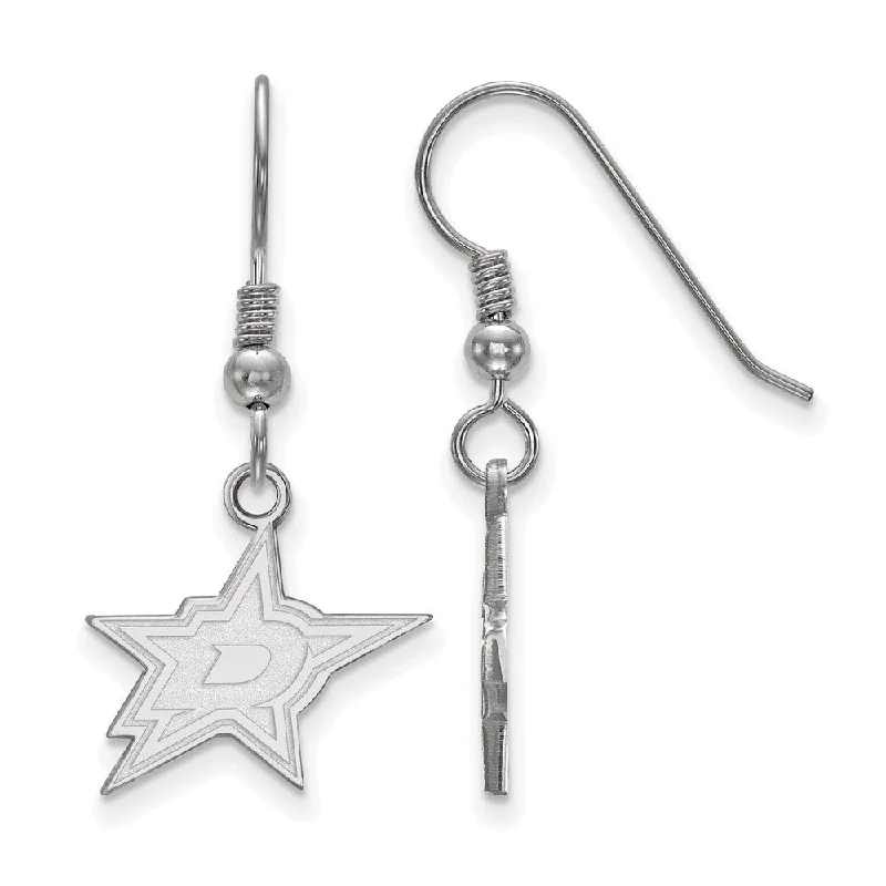 Unique Silver Earrings-Sterling Silver NHL Dallas Stars Small Dangle Earrings