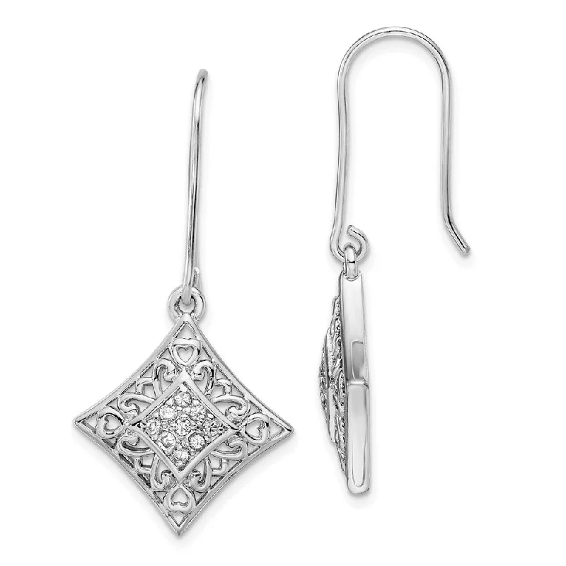 Stylish Stud Earrings-I Love You All Year Long Sterling with Cubic Zirconia Silver Earrings