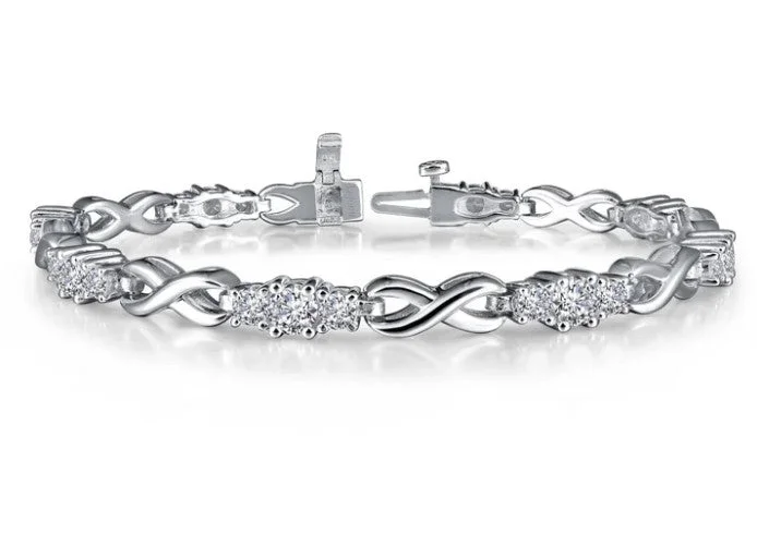 Wedding Bracelets for Brides-Sterling Silver 4.23 CTW Simulated Diamond Infinity LinkTennis Bracelet by Lafonn