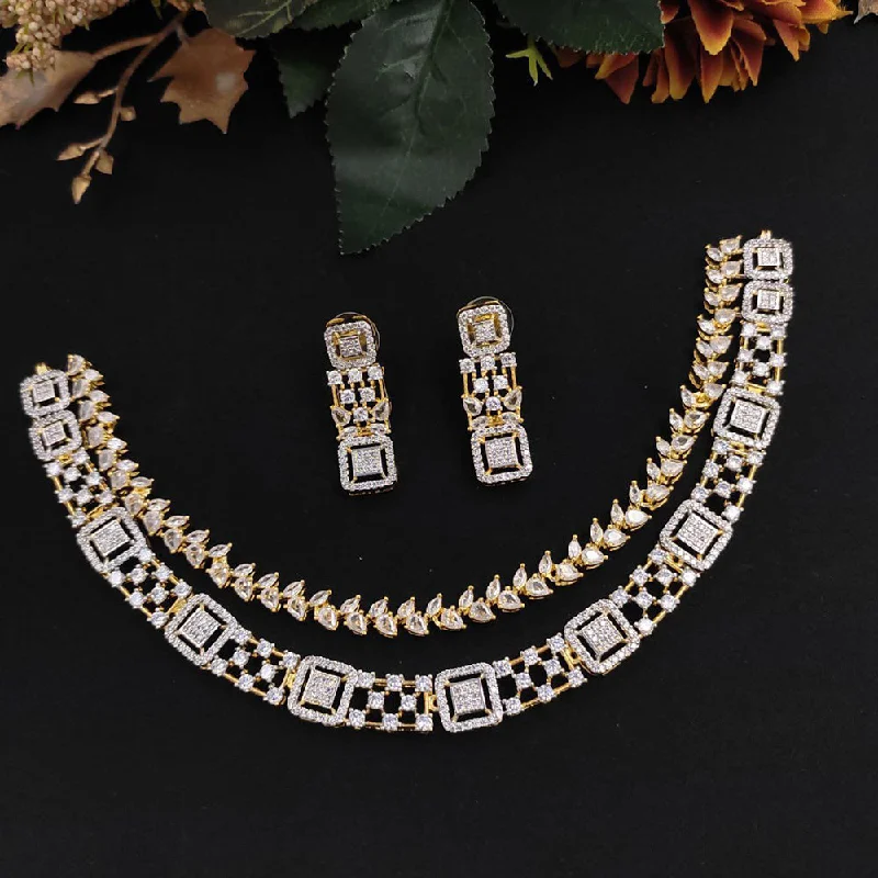 Fashionable Name Necklaces-Aamrapali Gold Plated AD Necklace Set