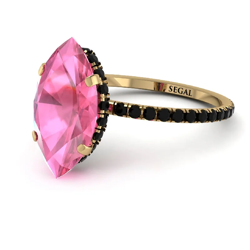 Beautiful Custom Rings-Hidden Halo Marquise Pink Moissanite Engagement Ring - Journey No. 807