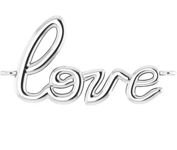 Sterling Silver Bracelets-Endless Bracelet Center 'Love' Script Charm - Permanent Jewelry