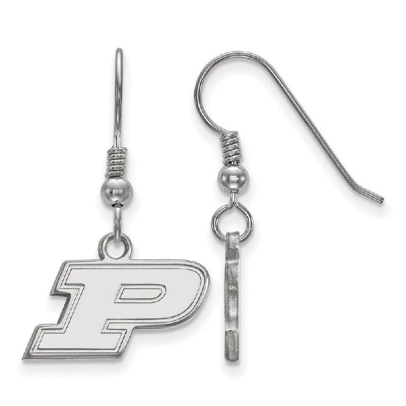 Statement Earrings for Women-Sterling Silver Purdue XS (Tiny) Dangle Wire Earrings