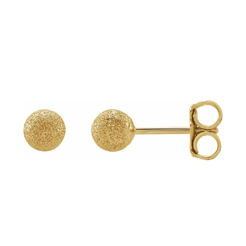 Vibrant Drop Earrings-14K Yellow Gold Stardust Hollow Ball Stud Earrings, 4mm or 6mm