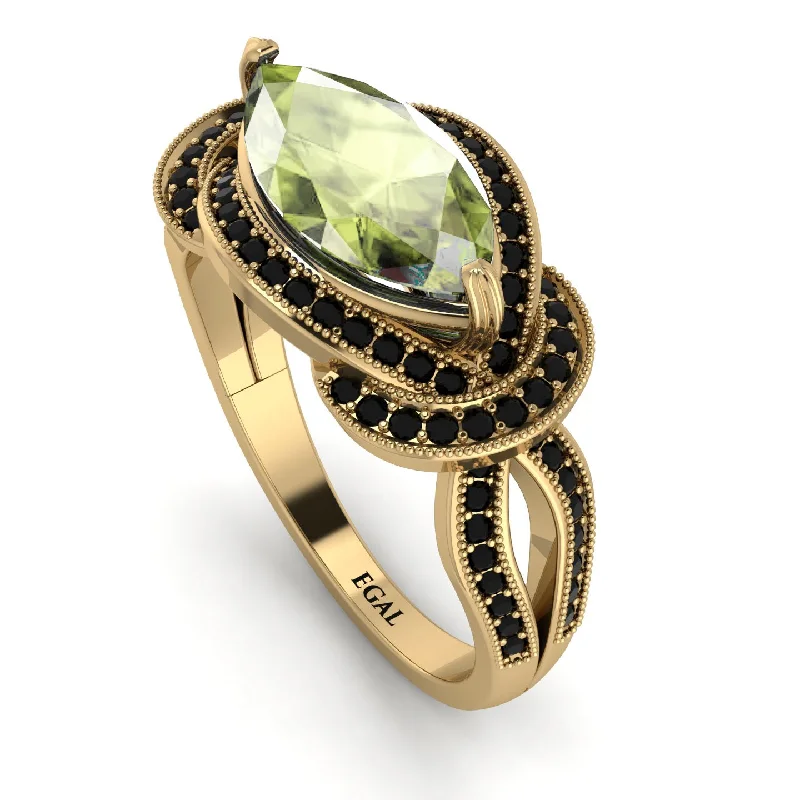 Classic Engagement Ring Bands-Milgrain Marquise Peridot Engagement Ring - Marley No. 707