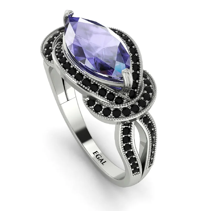 Fashion Rings for Men-Milgrain Marquise Tanzanite Engagement Ring - Marley No. 209