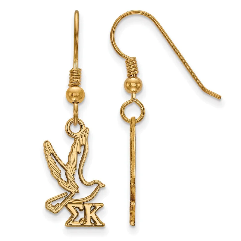 Luxury Gold Earrings-14K Plated Silver Sigma Kappa Small Dangle Earrings