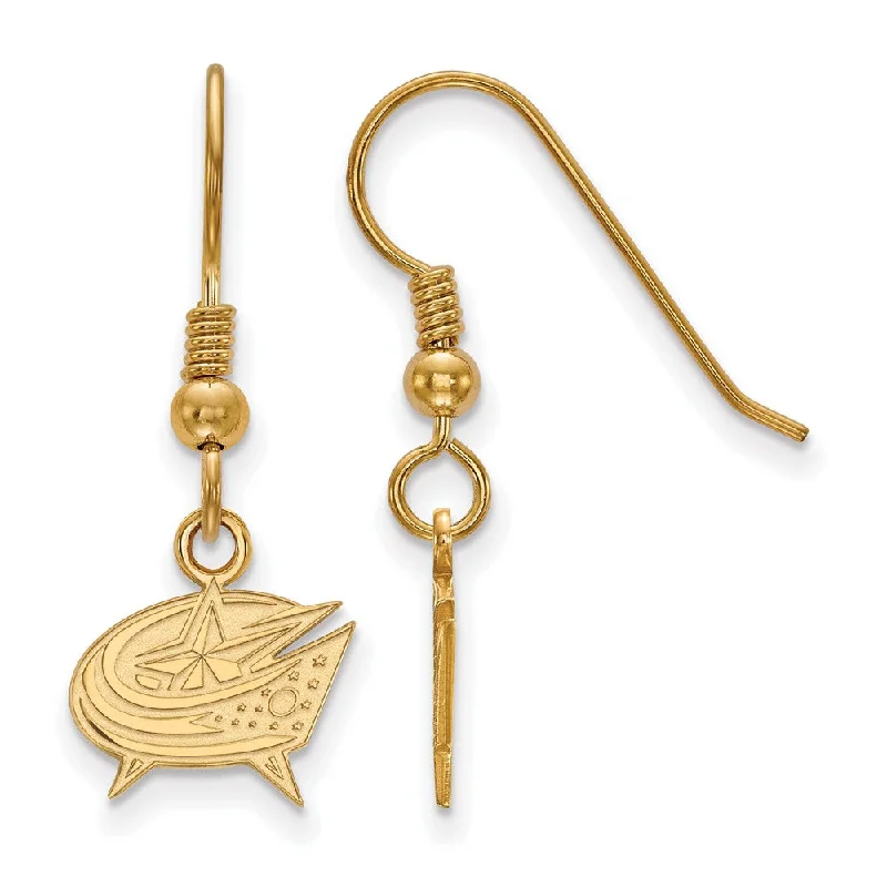 Fashionable Statement Earrings-SS 14k Yellow Gold Plated NHL Columbus Blue Jackets XS Dangle Earrings