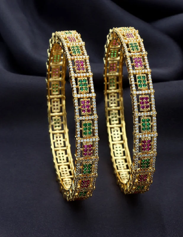 Vintage Wedding Bangle Sets-Designer Zirconia Bangles ZBGL10879