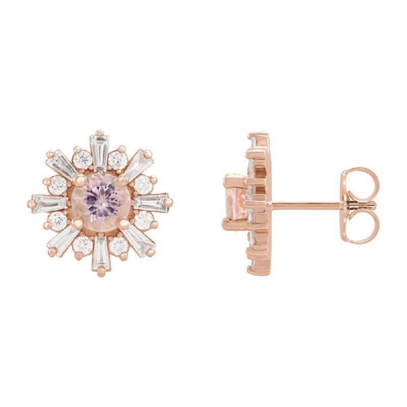 High-Quality Earrings-14K Yellow or Rose Gold, Morganite & 3/4 CTW Diamond 13mm Earrings