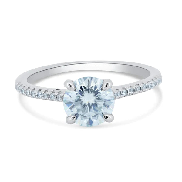 Women’s Engagement Rings-Silver 925 Rhodium Plated 1 Carat Moissanite Stones Ring