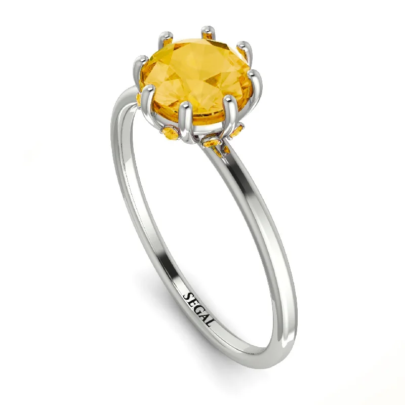 Luxury Bridal Rings-Classic Citrine Ring With Hidden Stones - Elliana No. 603