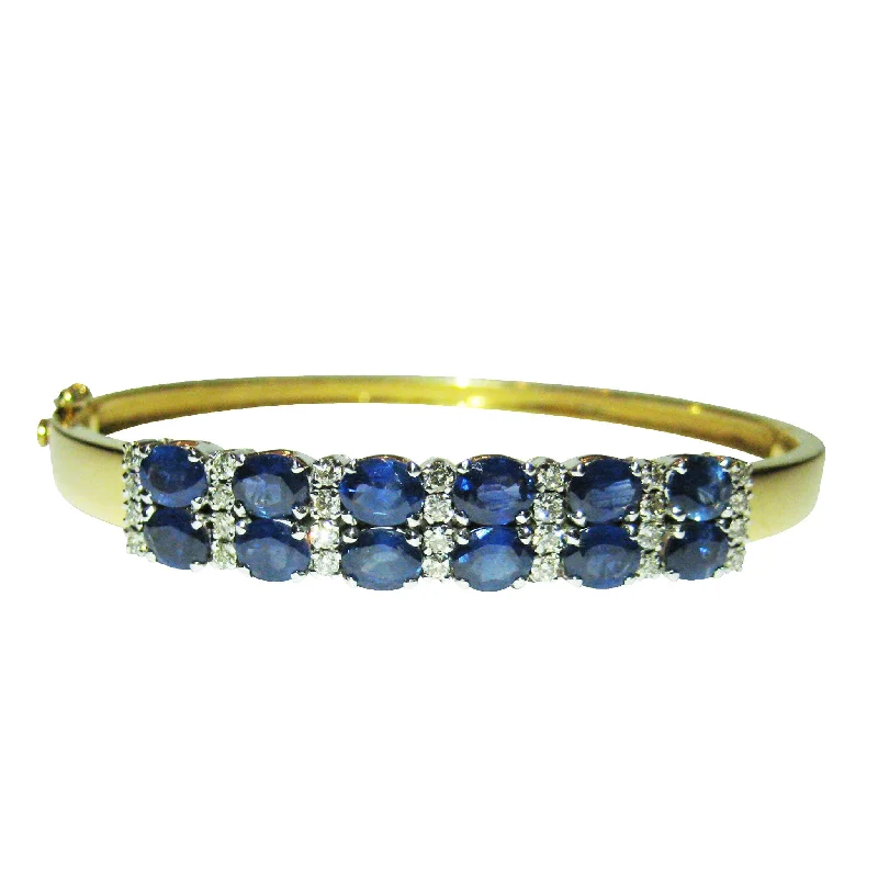 Antique Style Bangles-Double Row Sapphire & Diamond Bangle