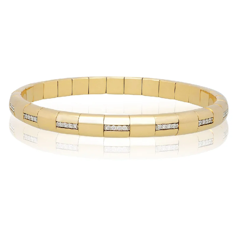 Simple Leather Bracelets-Roberto Demeglio Pura Oro Bracelet Eternity Style Horizontal Diamond Bars Yellow Gold