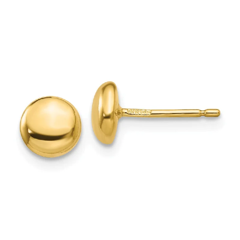 Custom Gemstone Earrings-5mm Polished Half Ball Post Earrings in 14k Yellow Gold