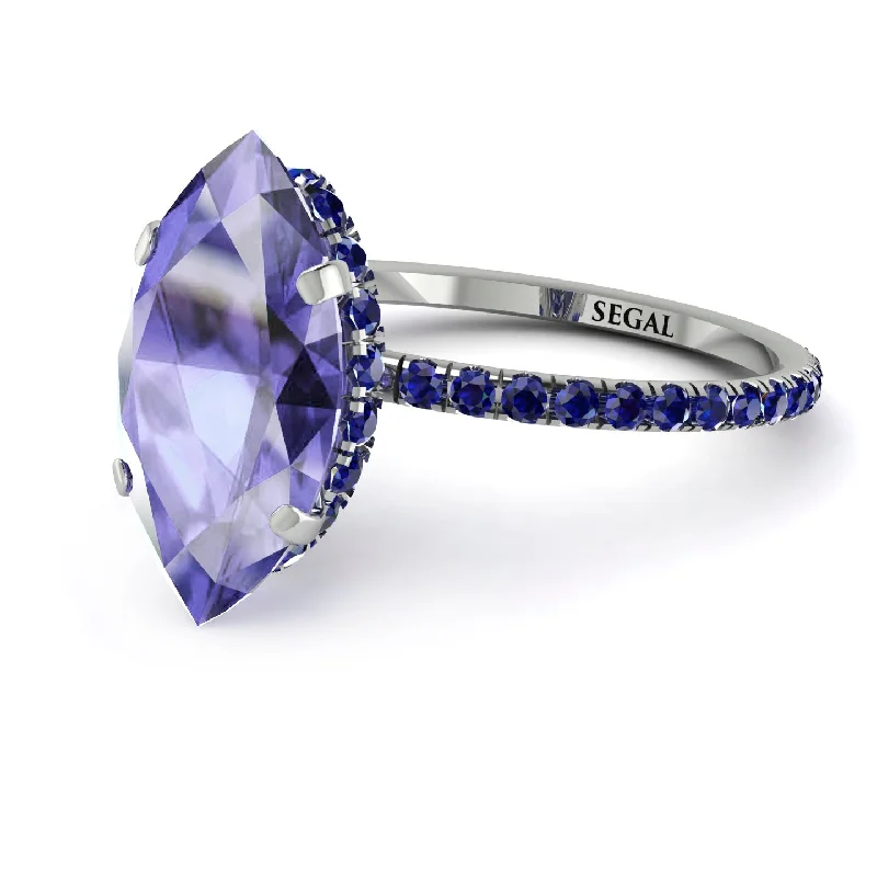 Large Gemstone Rings-Hidden Halo Marquise Tanzanite Engagement Ring - Journey No. 215