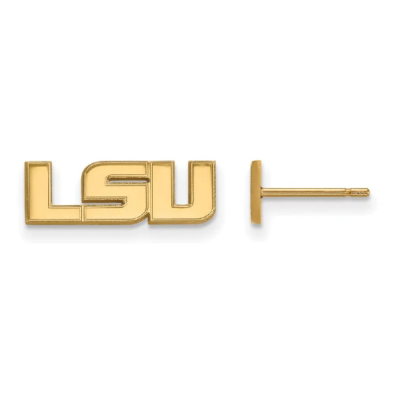 Luxury Gemstone Earrings-14k Gold Plated Silver Louisiana State Univ. XS (Tiny) Post Earrings