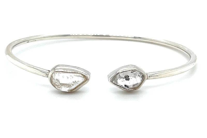 Handmade Silver Bracelets-Sterling Silver Herkimer Diamond Cuff Bracelet