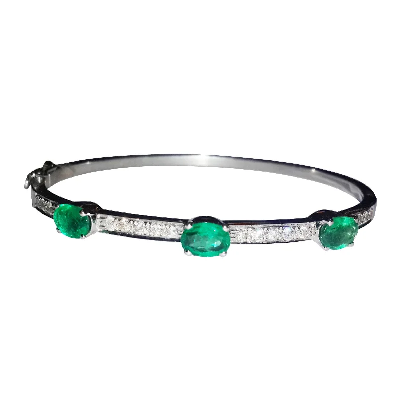 Statement Bangles-Emerald & Diamond Space Bangle