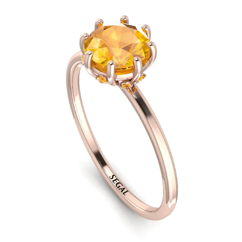 Sparkly Engagement Rings-Classic Yellow Diamond Ring With Hidden Stones - Elliana No. 1002